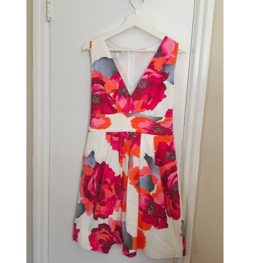 Flowery Flared Dress, Size 14
